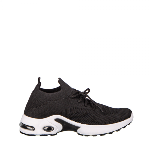 Γυναικεία αθλητικά παπούτσια μαύρα με λευκό από ύφασμα Fepa, 2 - Kalapod.gr